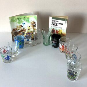 Vintage Collectible 11 Small Shot Drinking Glasses Bartender Guide Wine Tasting